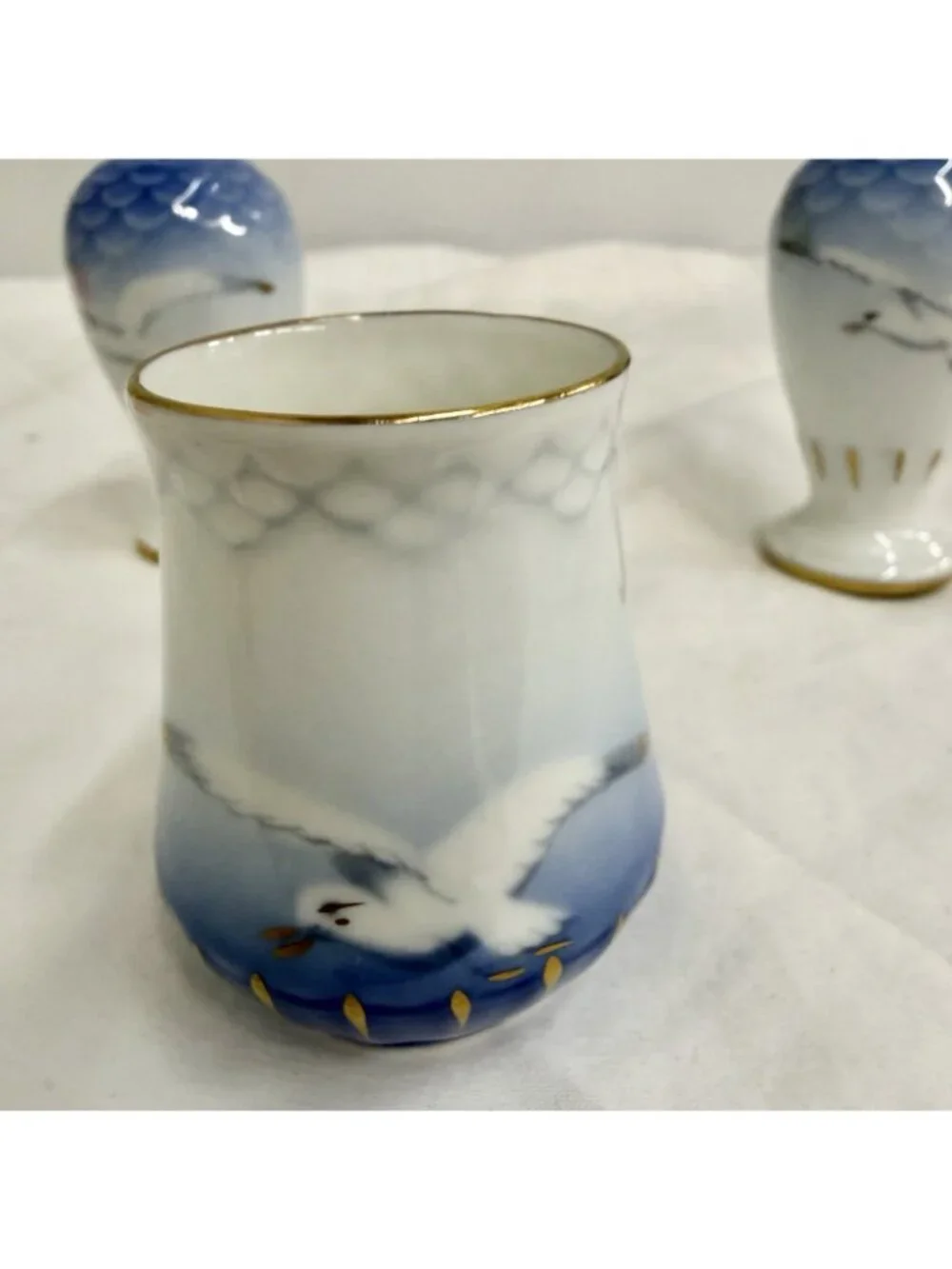 Bing & Grondahl B&G Seagull 52C Salt Pepper Shakers Toothpick Holder Set
